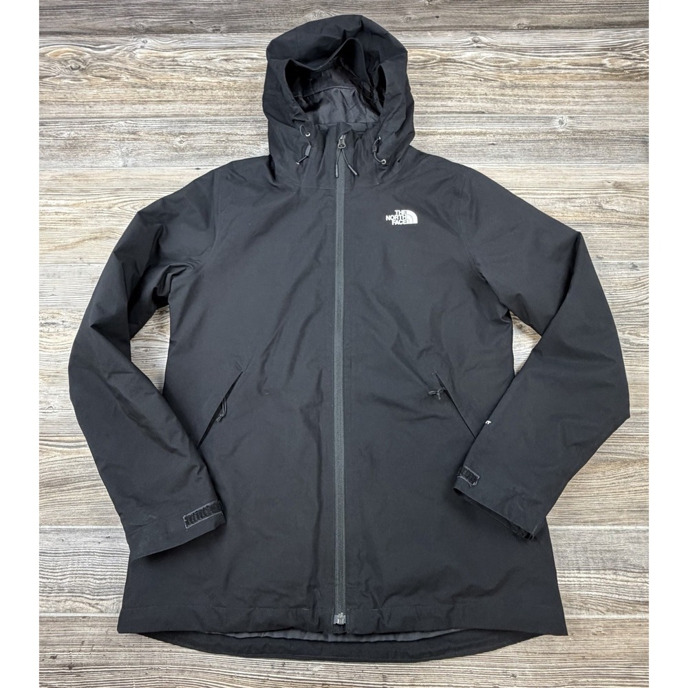 The North Face 3 in 1 Womens M Black Hooded Full Zip DryVent Jacket HAS A HOLE